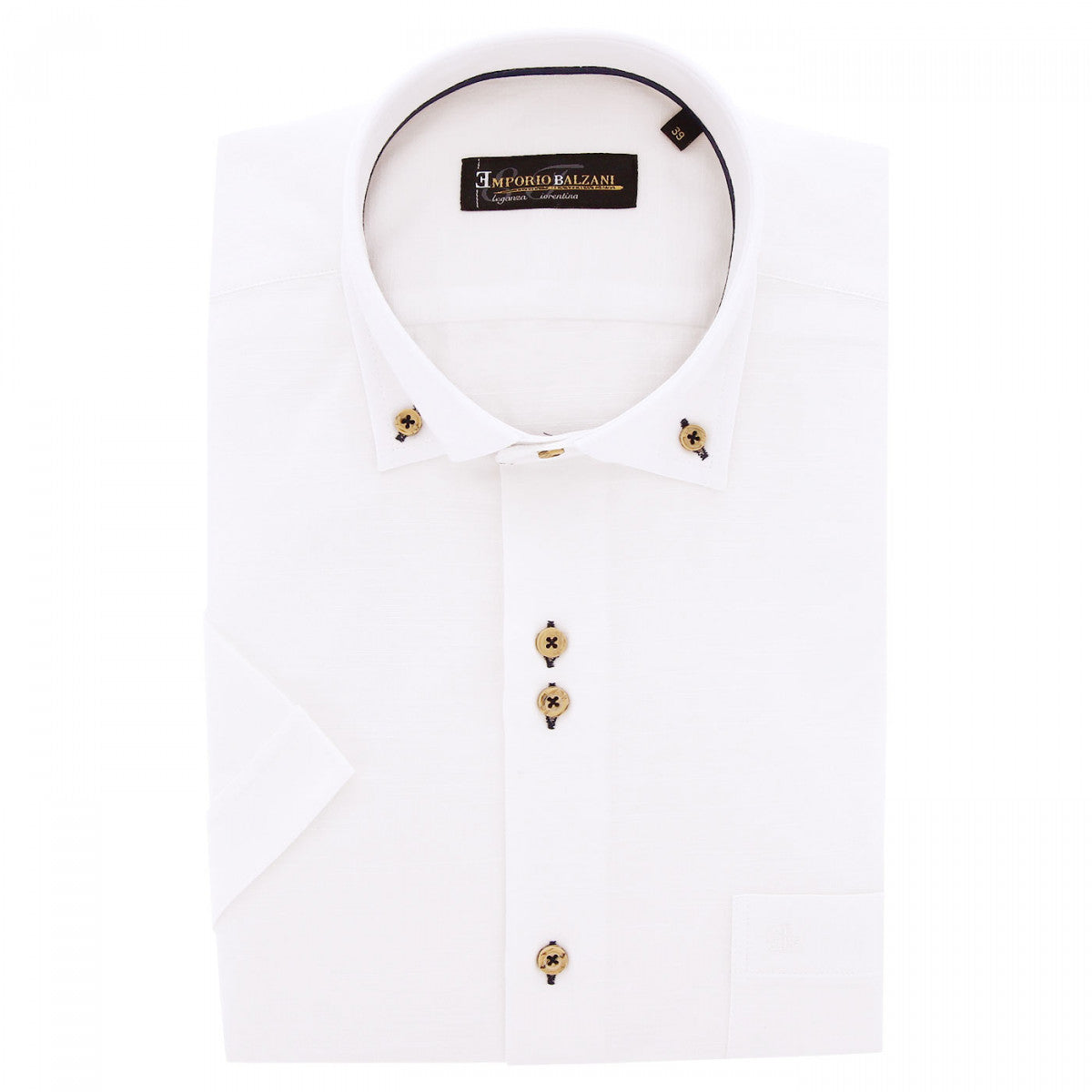 Chemisette lin classique coupe droite OLINO-AAMC1EB2 blanc
