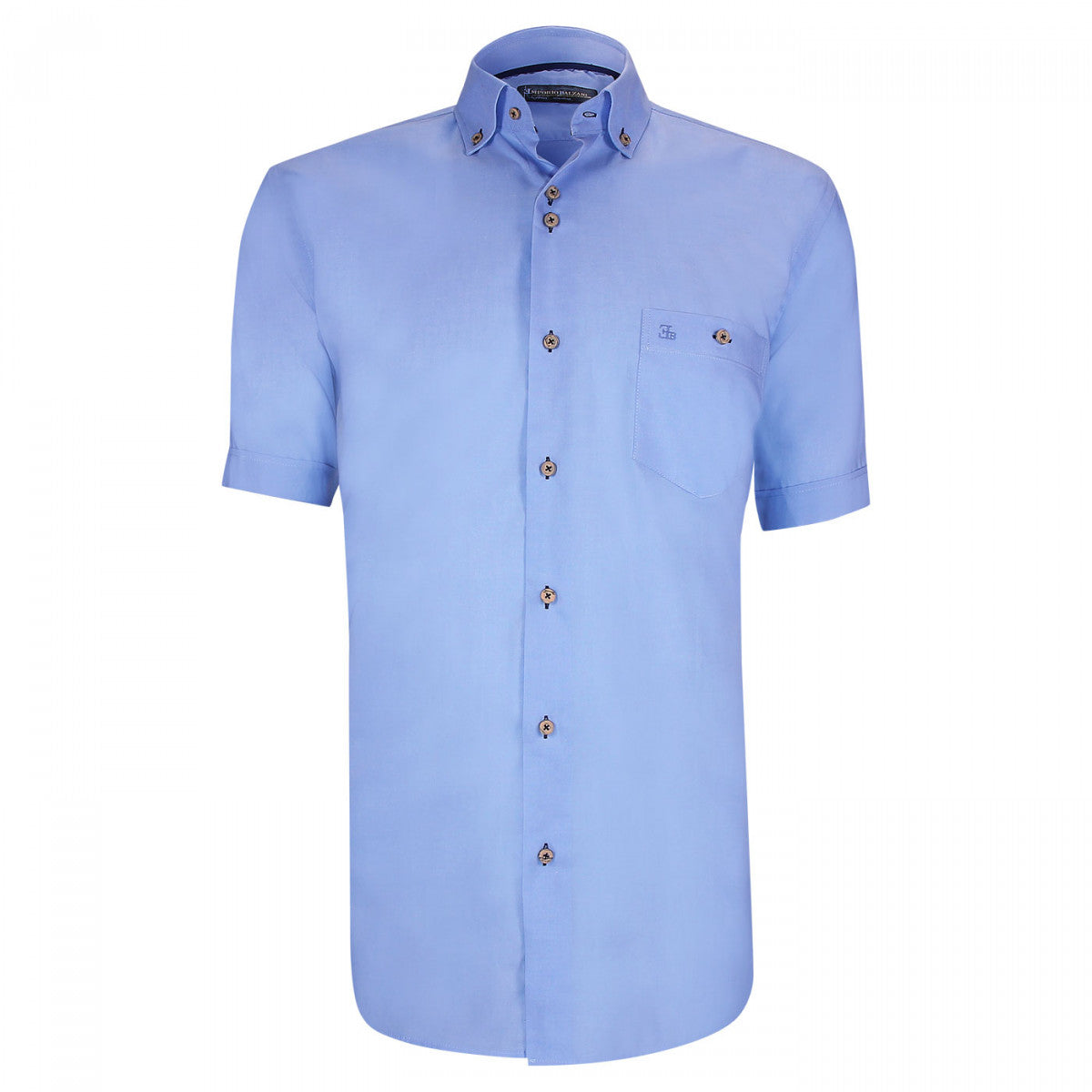 Chemisette lin classique coupe droite OLINO-AAMC1EB1 bleu