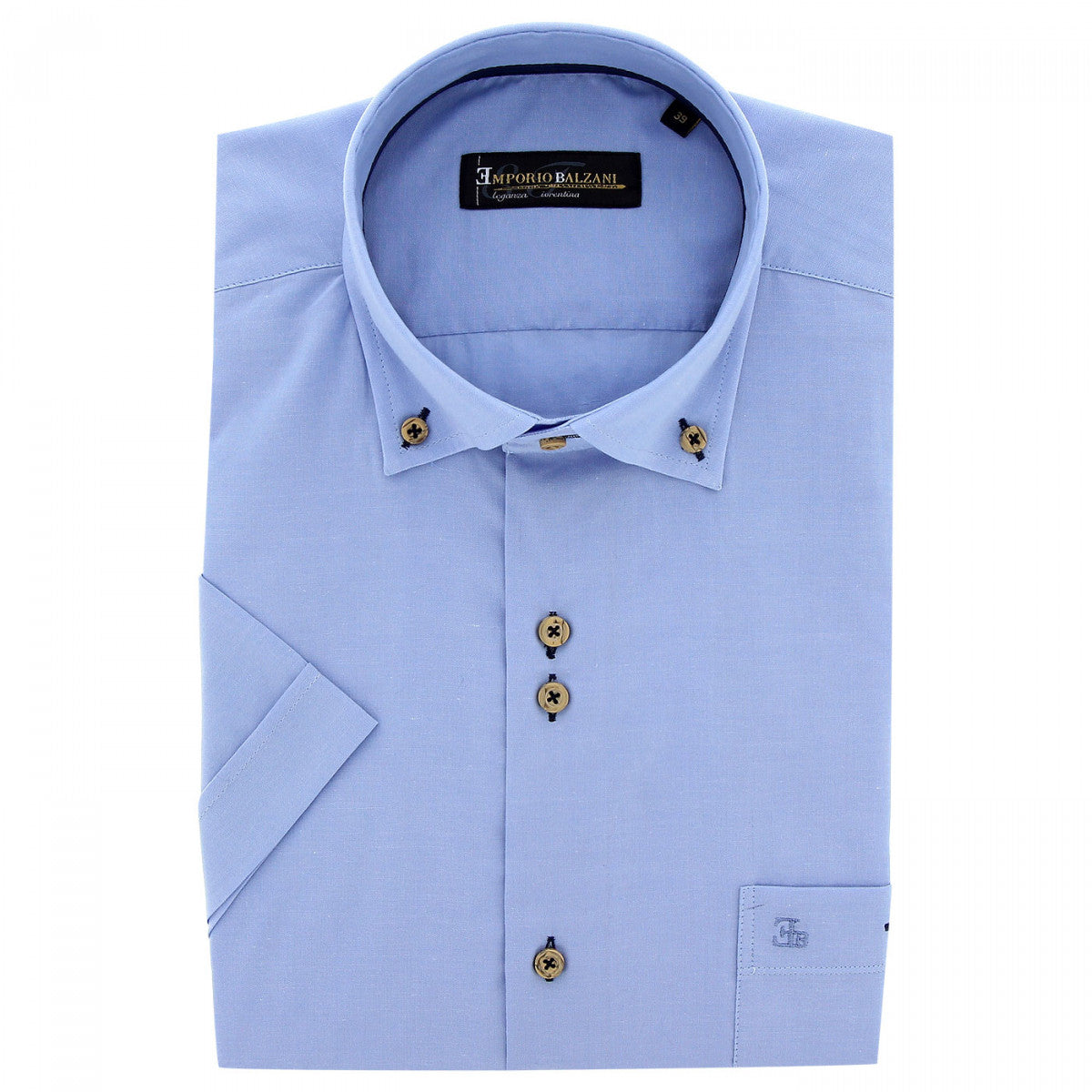 Chemisette lin classique coupe droite OLINO-AAMC1EB1 bleu