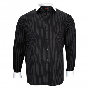 chemise repassage facile noire borsalo-gt-c1db1