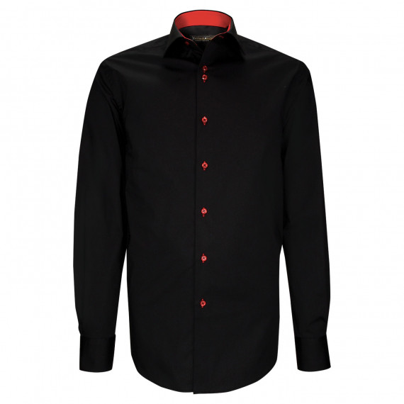 Chemise coupe droite unie noire CLAROSSO AE11EB1
