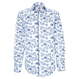 Chemise coupe droite tissu imprimé fleuri AE2AM1