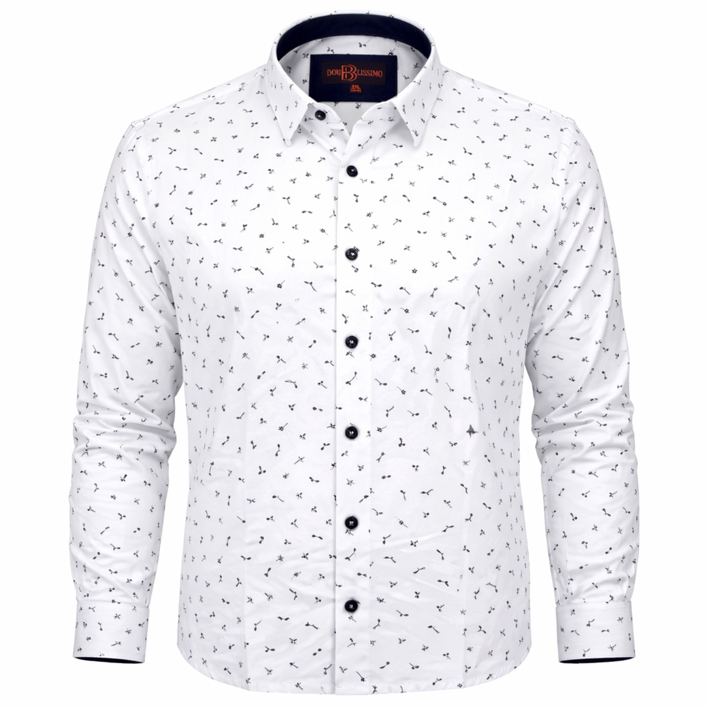 Chemise homme grande taille à motifs à Imprimé Bleu Marine coupe confort MATTIA Doublissimo AG6DB1.2