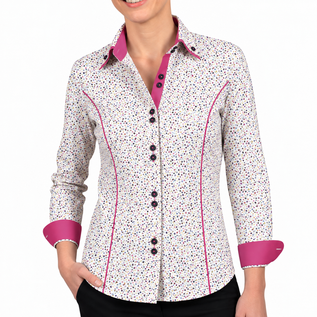 Chemise femme cintrée double col tissu imprimé ROMMY2 Andrew Mc Allister AGF011AM2