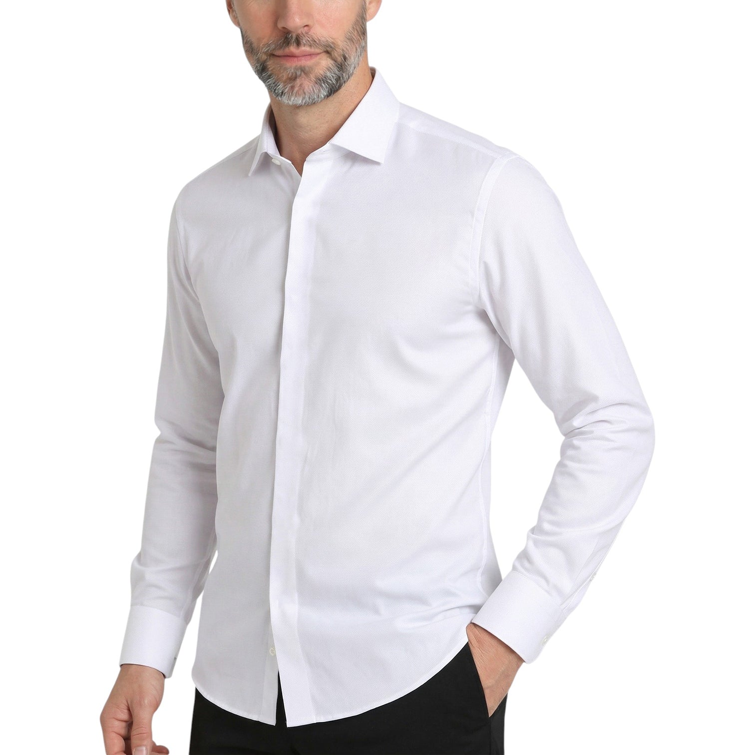 Chemise homme gorge cachée coupe cintré unie NUNZIO Emporio Balzani AG14EB1