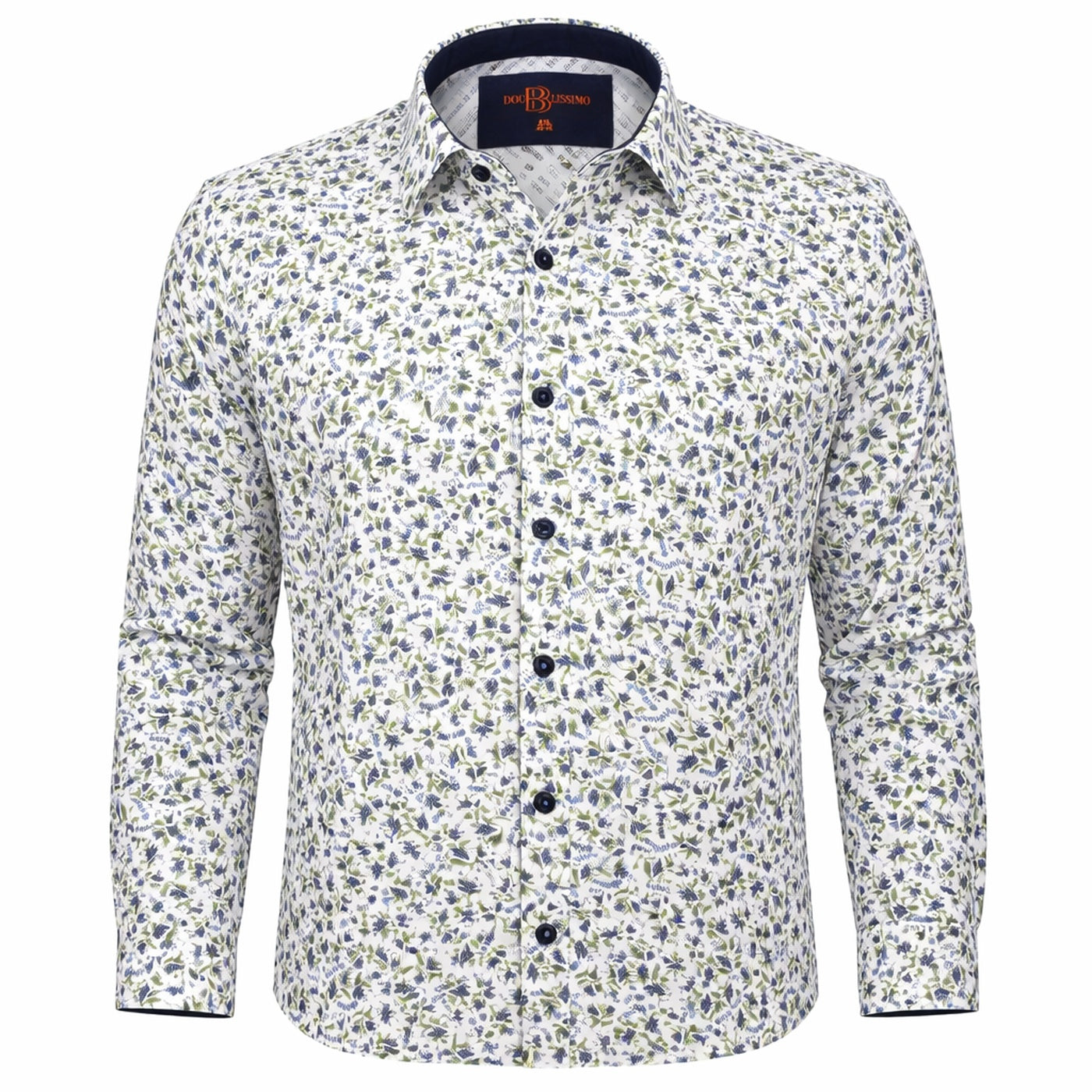 Chemise homme grande taille à motifs imprimé floral bleu et vert coupe large NARICISO Doublissimo AG8DB1.2