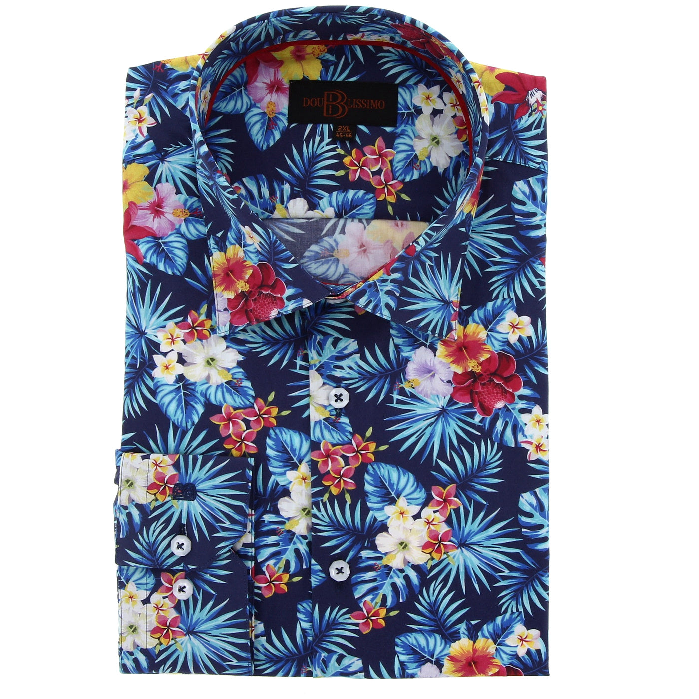 Chemise homme grande taille à motifs imprimé tropical multicolore coupe confort ISOLA Doublissimo AG10DB1