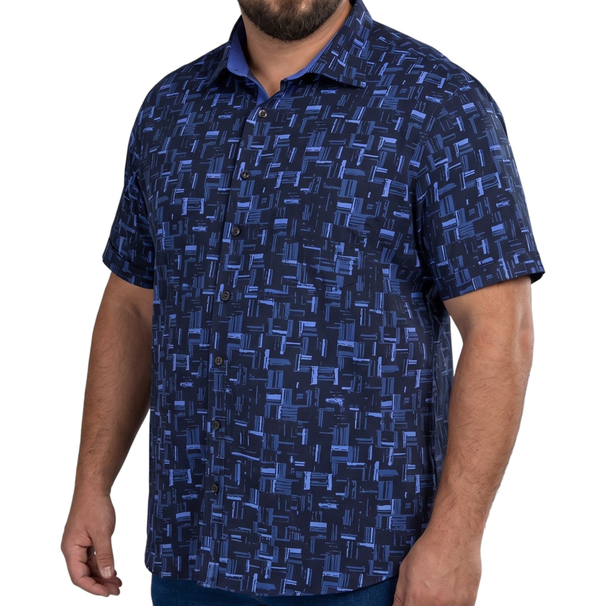 Chemisette homme grande taille à motifs coupe large BONIFACTIO Doublissimo AG1DBMC1