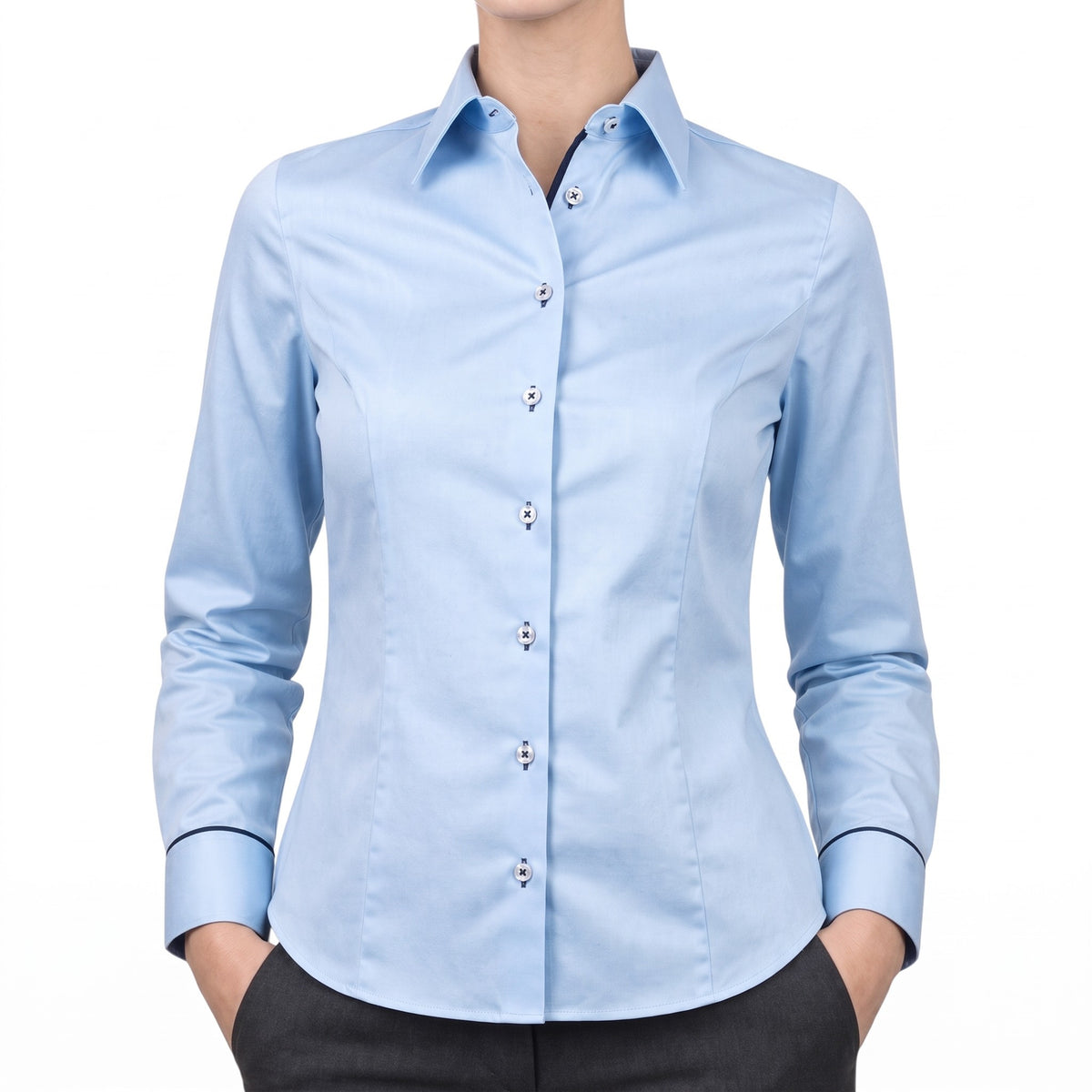 Chemisier Femme Bleu Ciel Cintré – Chemise Élégante AGF02AM1