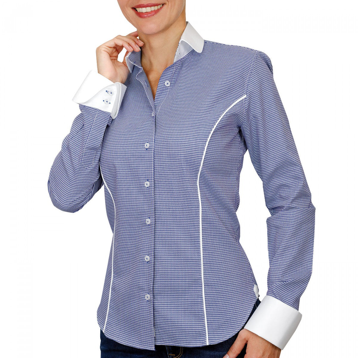 Chemise à col blanc bleu