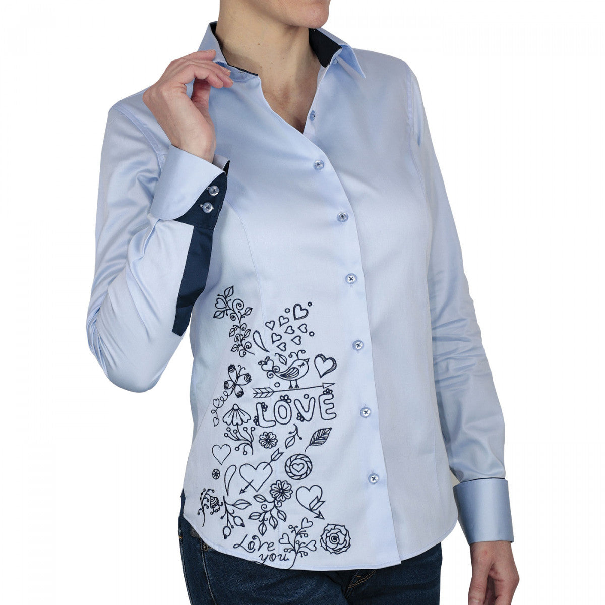 Chemise brodéeLOVE Andrew Mac Allister TF8AM4 bleu