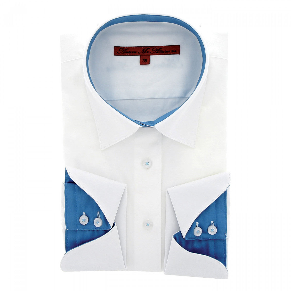 Chemise brodéePAIGE Andrew Mac Allister PF5AM2 blanc bleu