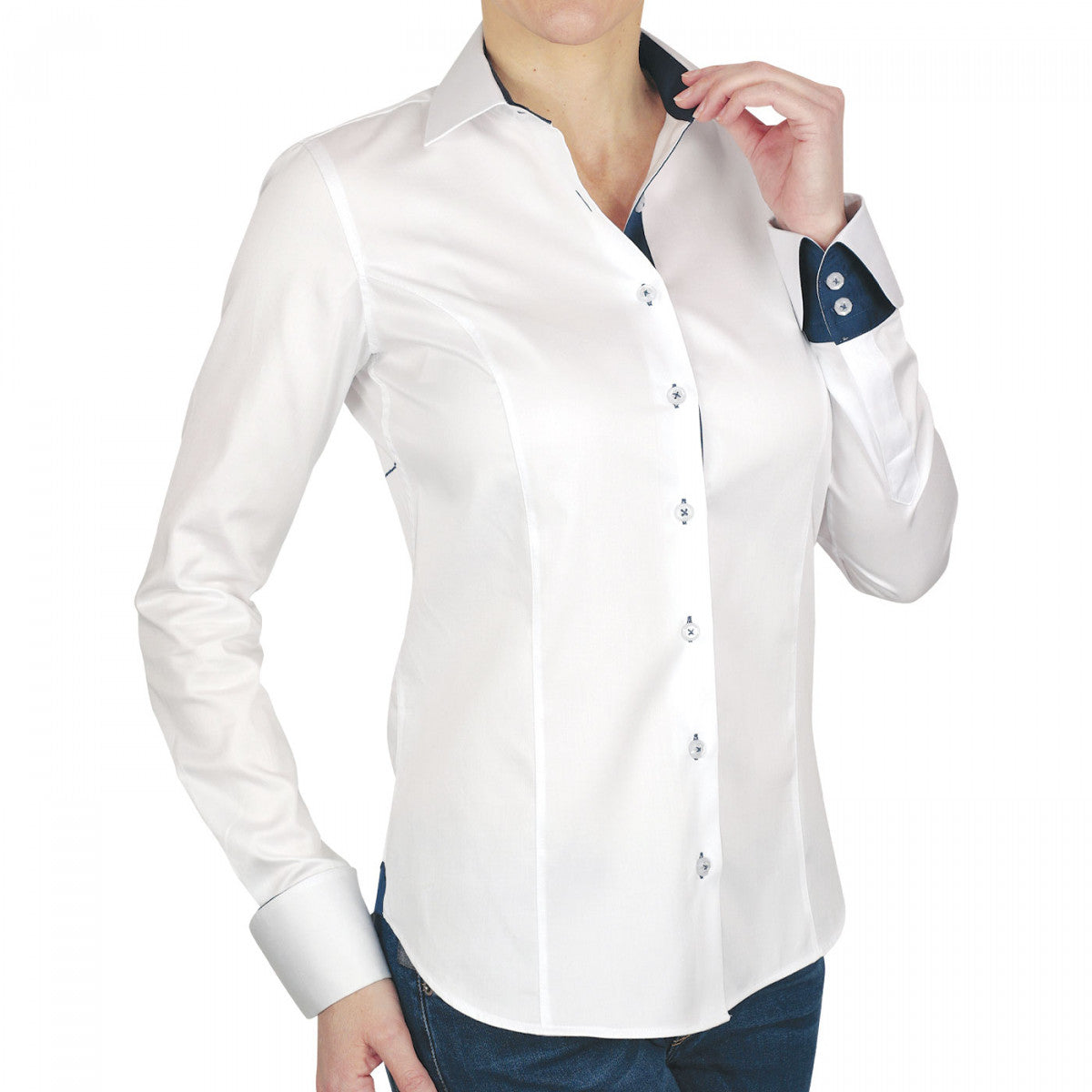Chemise brodéeWITCH 3.0 Andrew Mac Allister BROD2-2 blanc bleu marine