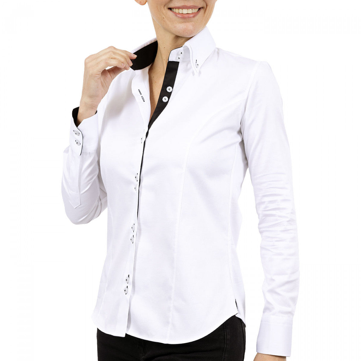 Chemise femme double col carina2-abf2am2 blanc noir