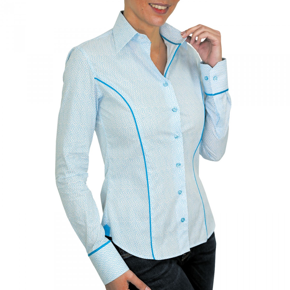 Chemise imprimée DAISY Andrew Mc Allister QF12AM4 turquoise