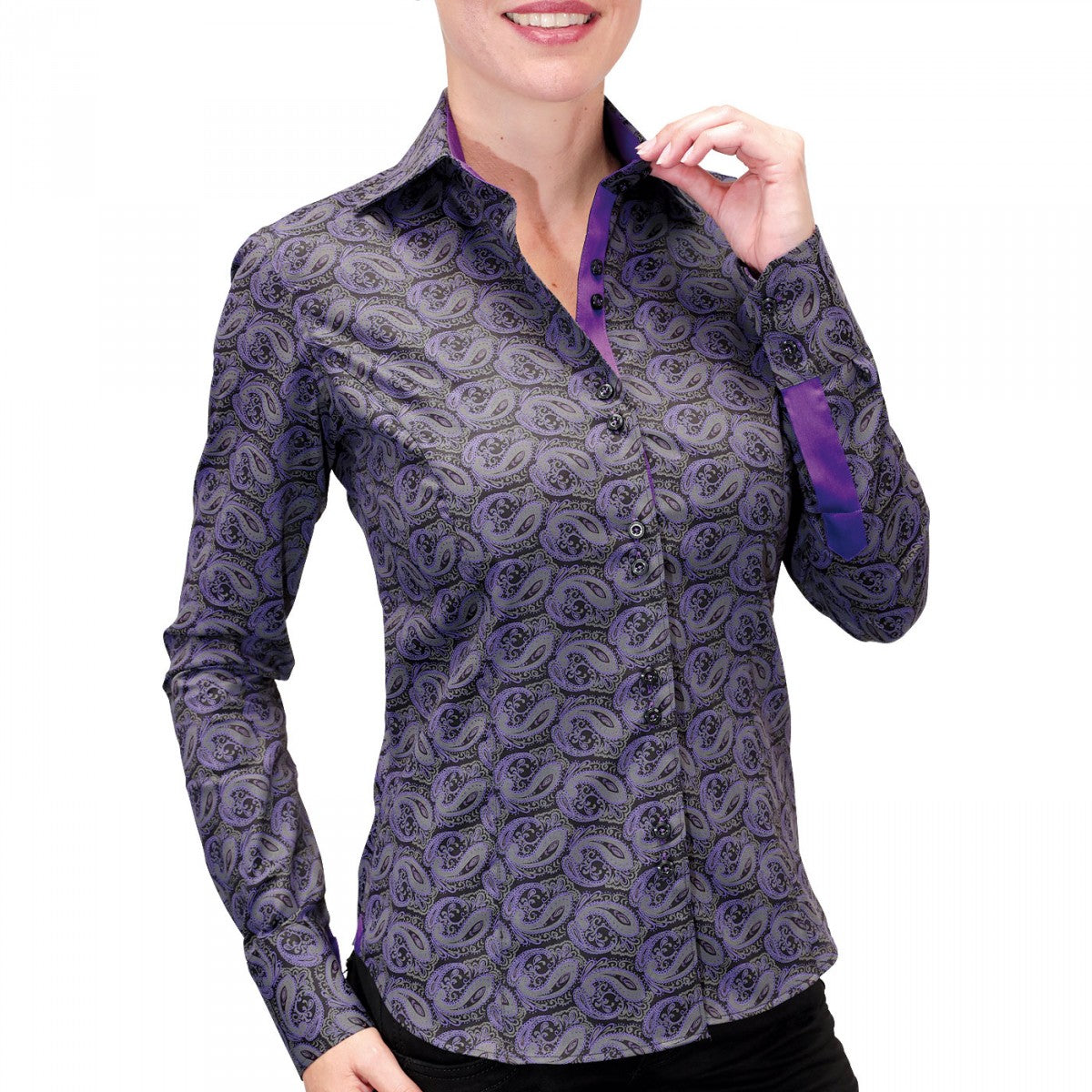Chemise impriméeDANDY Andrew Mc Allister JF5AM2 noir violet