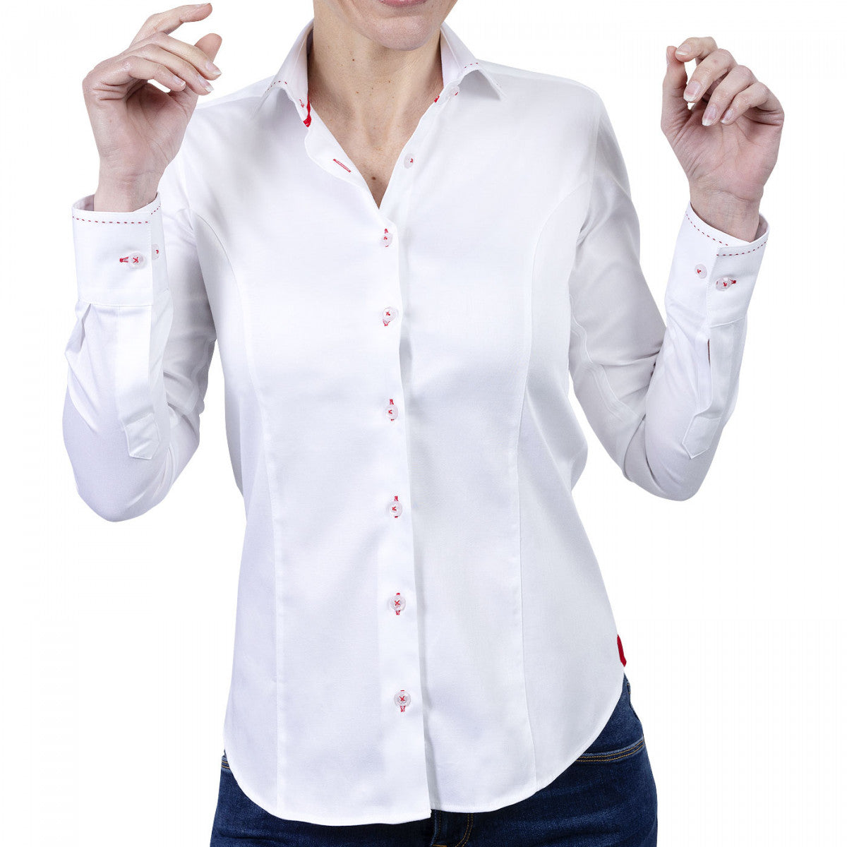 Chemise femme mode LEANA-faa3am2 blanc rouge