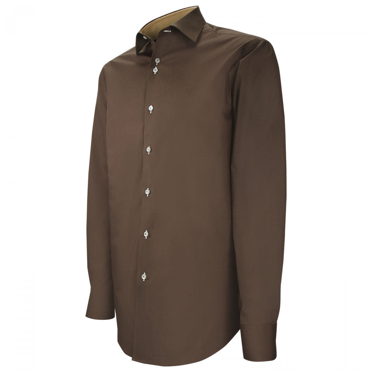 Chemise coupe droite 100% coton AE2EB1 marron fonce