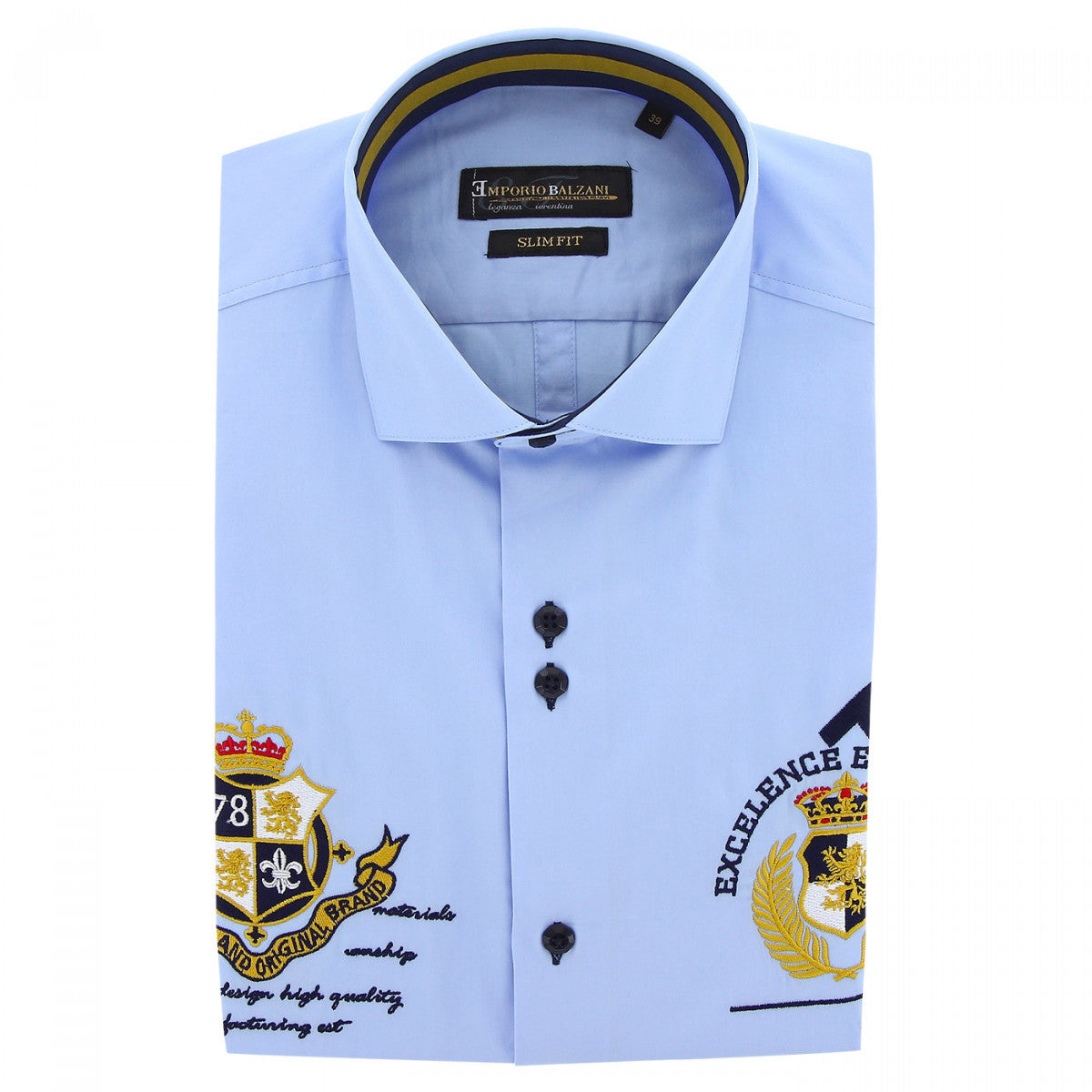 Chemise cintrée à broderies UNO-AA8EB2 bleu
