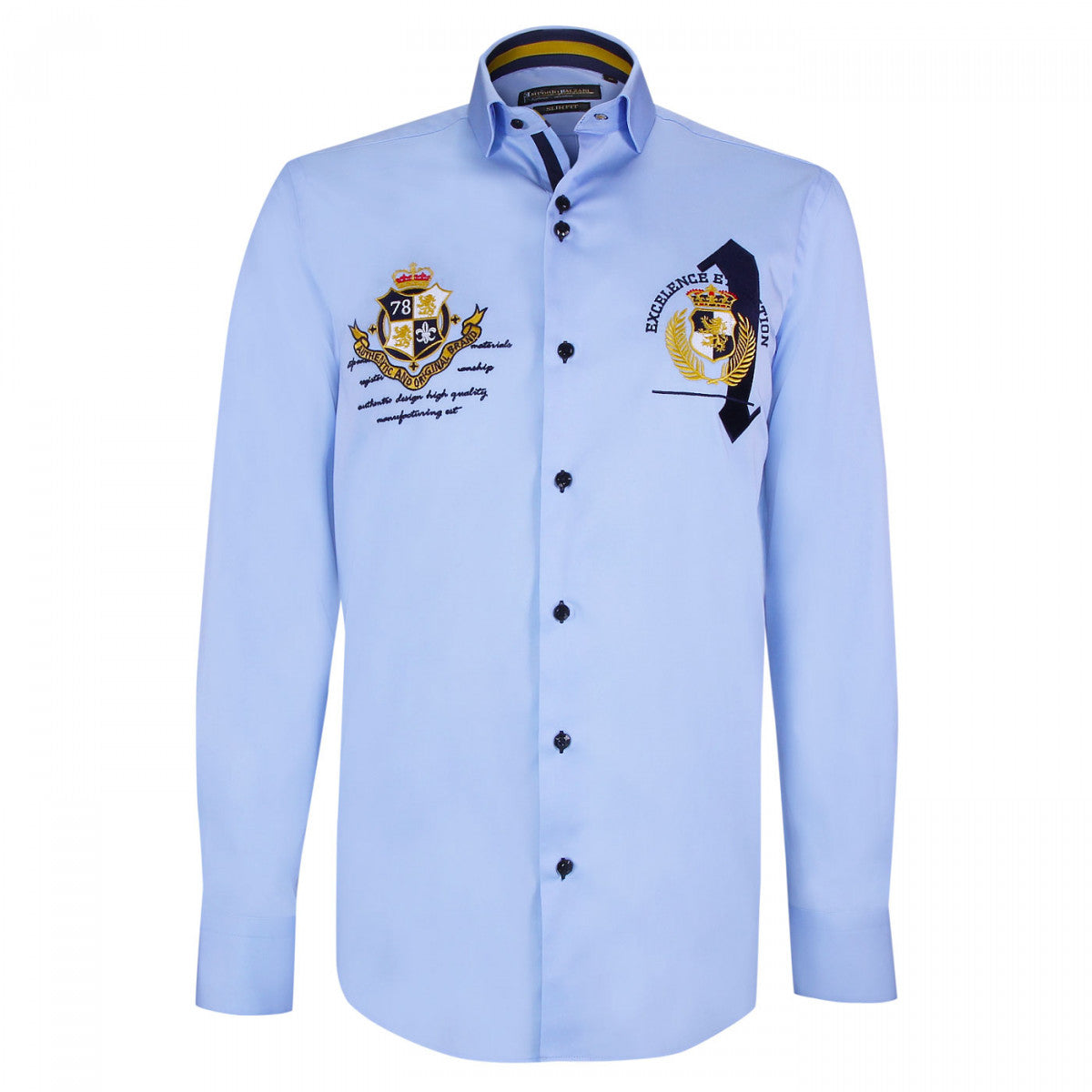 Chemise cintrée à broderies UNO-AA8EB2 bleu