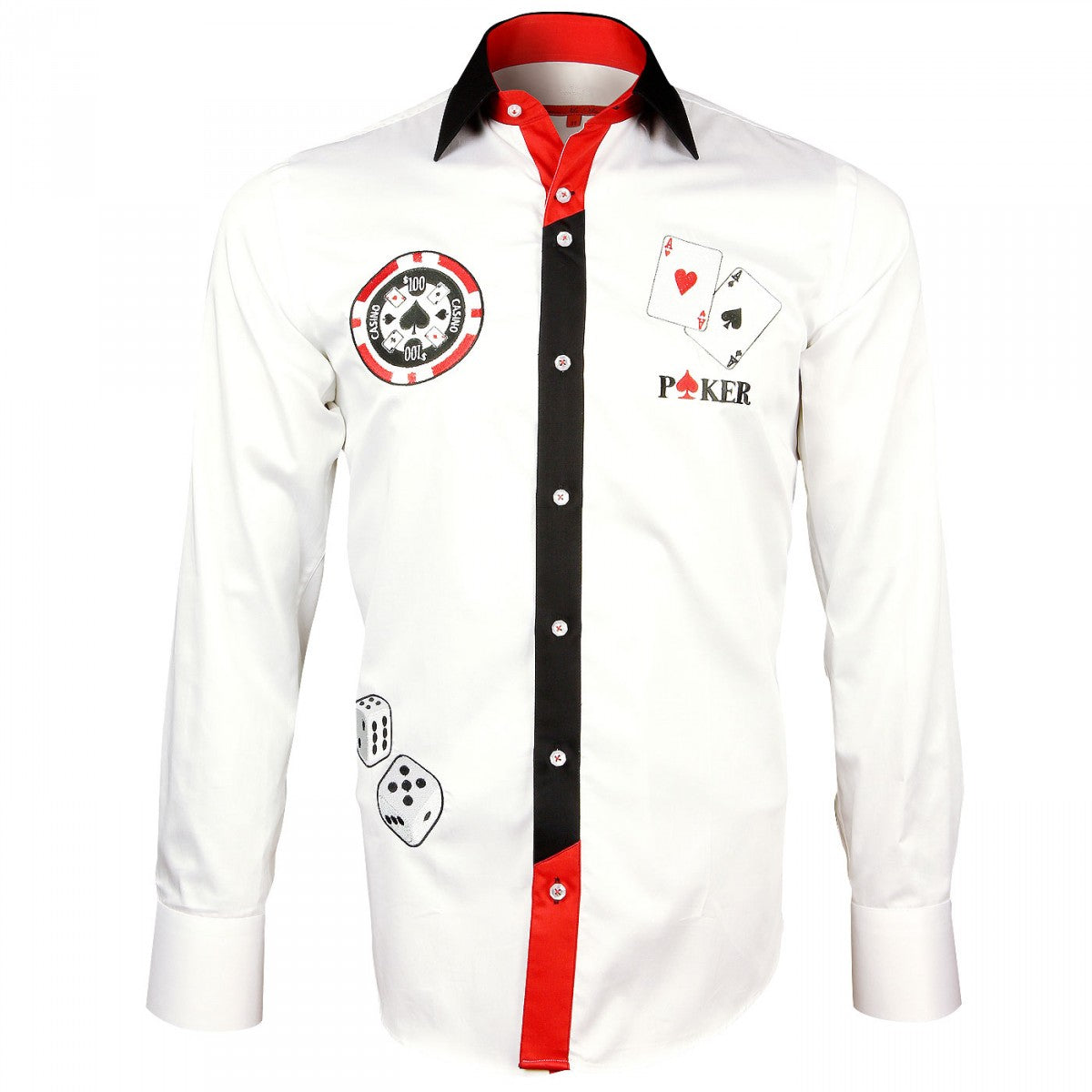 Chemise brodée GAMBLER Andrew Mc Allister H6AM1 blanc