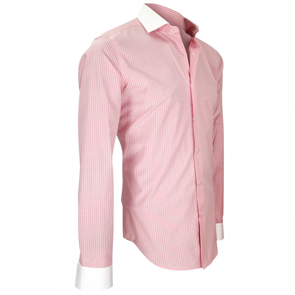 Chemise col italien rose