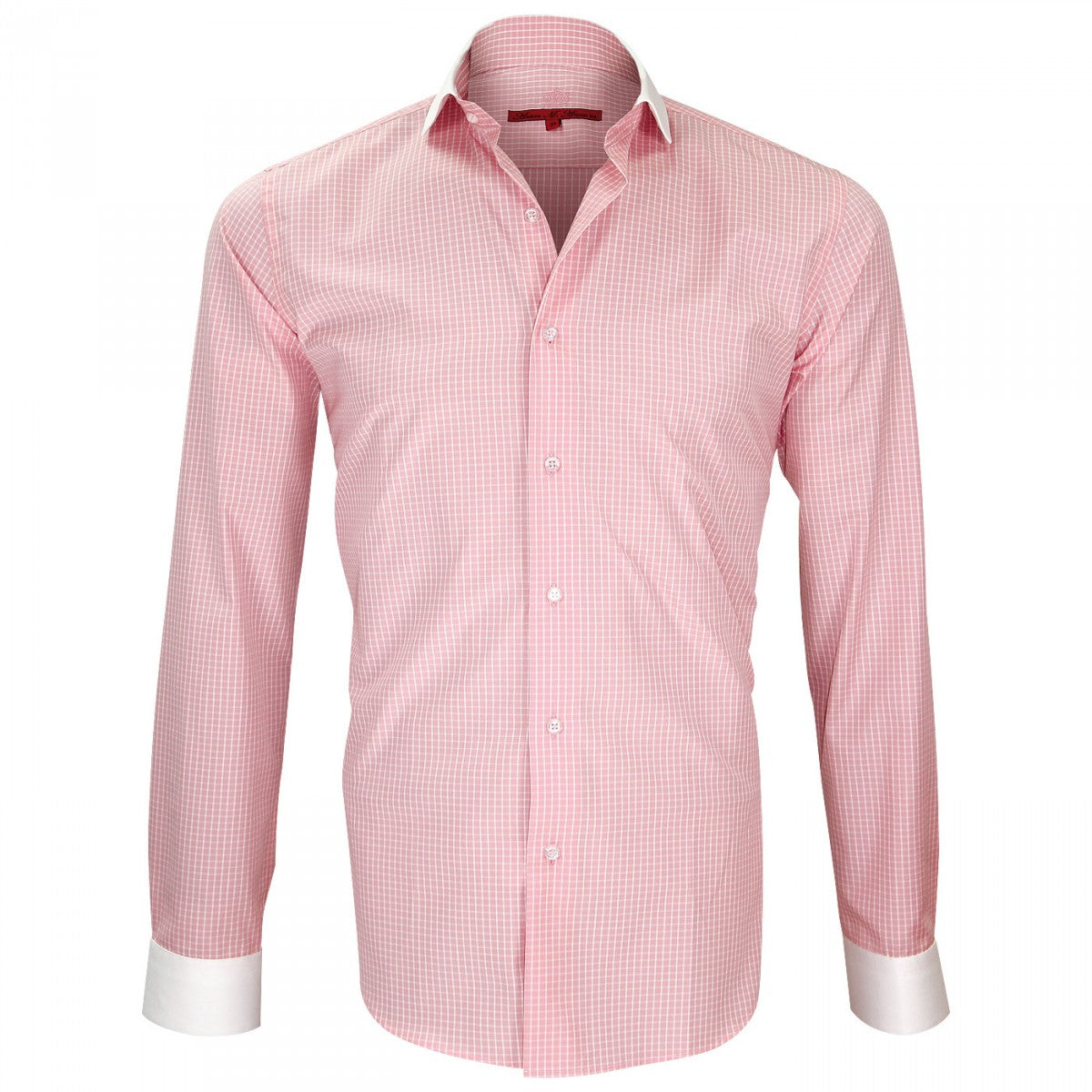 Chemise col italien rose