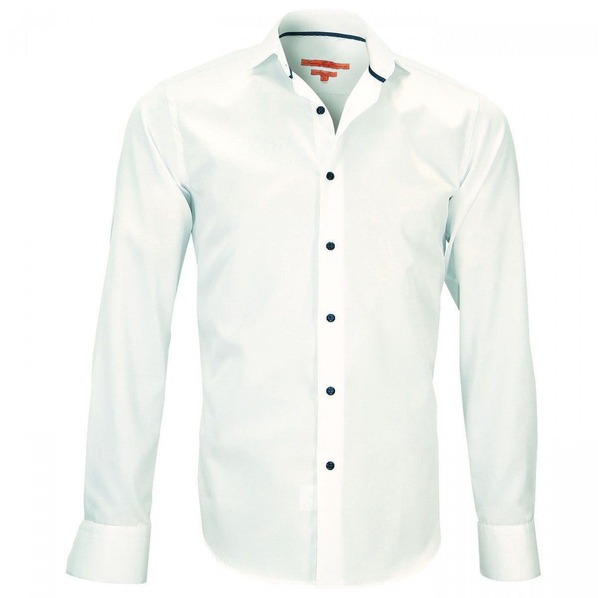 Chemise col Italien blanc bleu