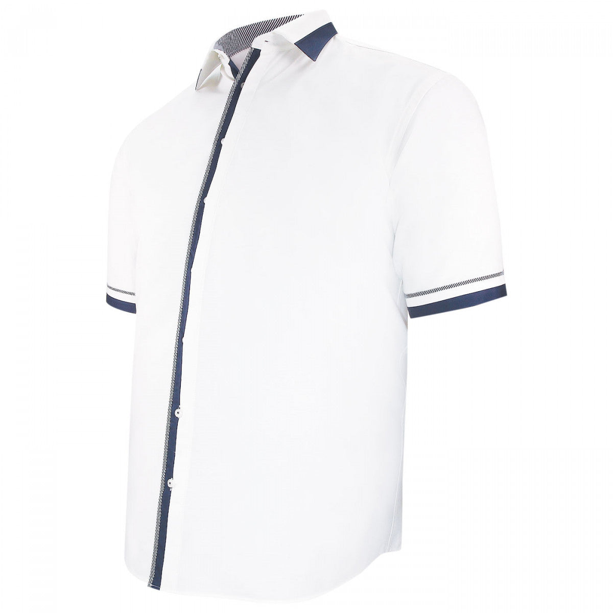 Chemisette forte taille AD5DBMC1 blanc bleu marine