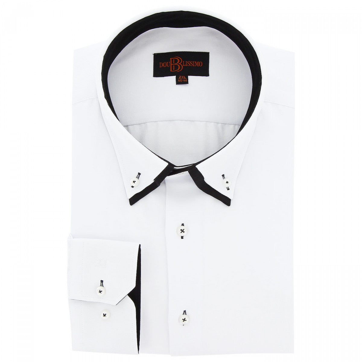 Chemise forte taille double col AB3DB3 blanc noir
