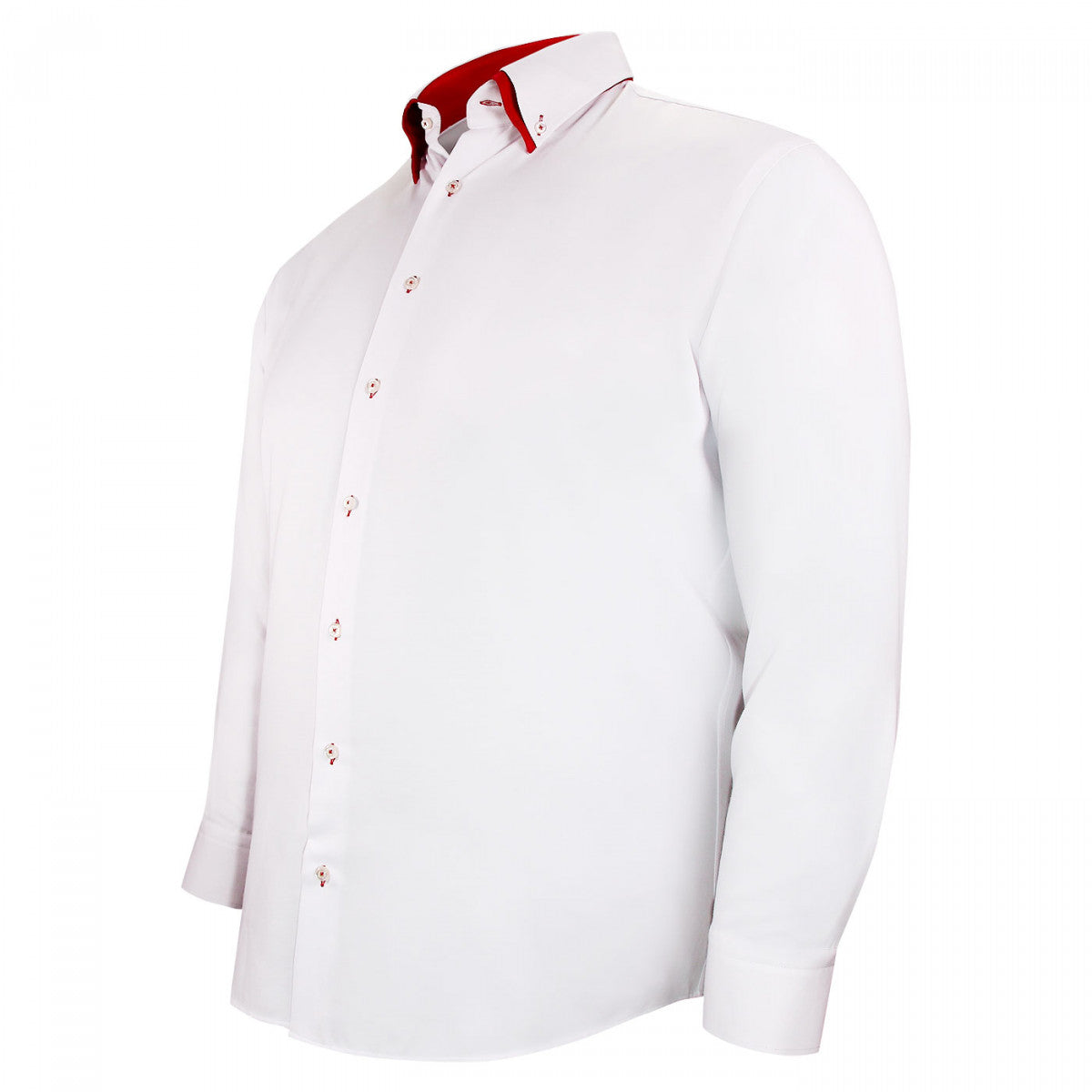 Chemise forte taille double col AB3DB2 blanc rouge