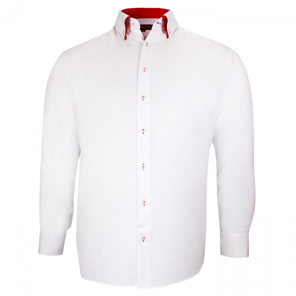 Chemise forte taille double col AB3DB2 blanc rouge