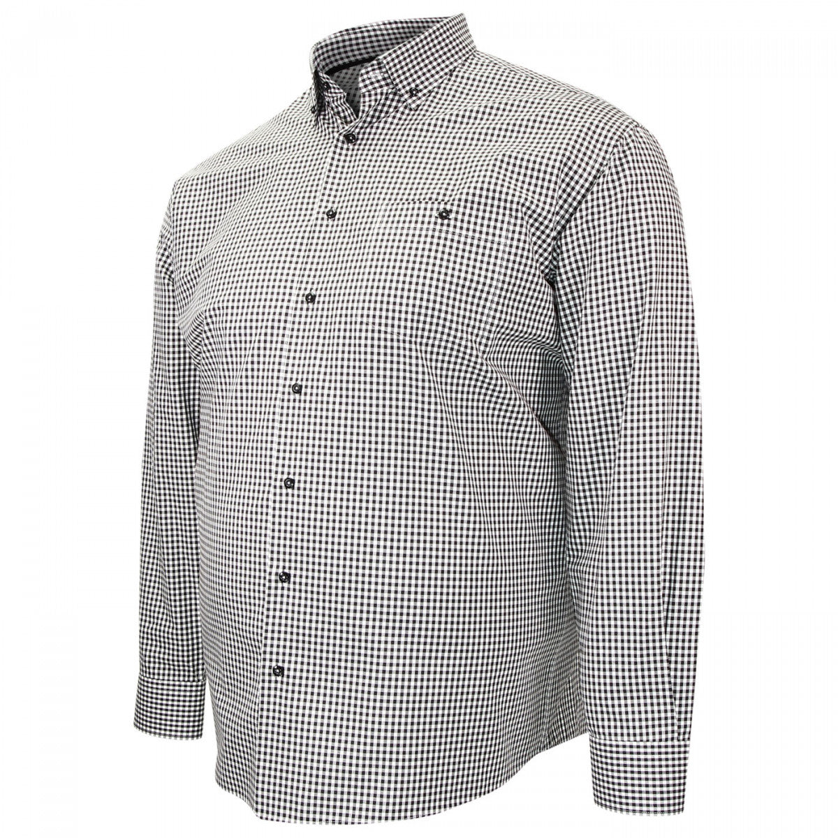 chemise repassage facile vichy-gt-c5db1 blanc noir