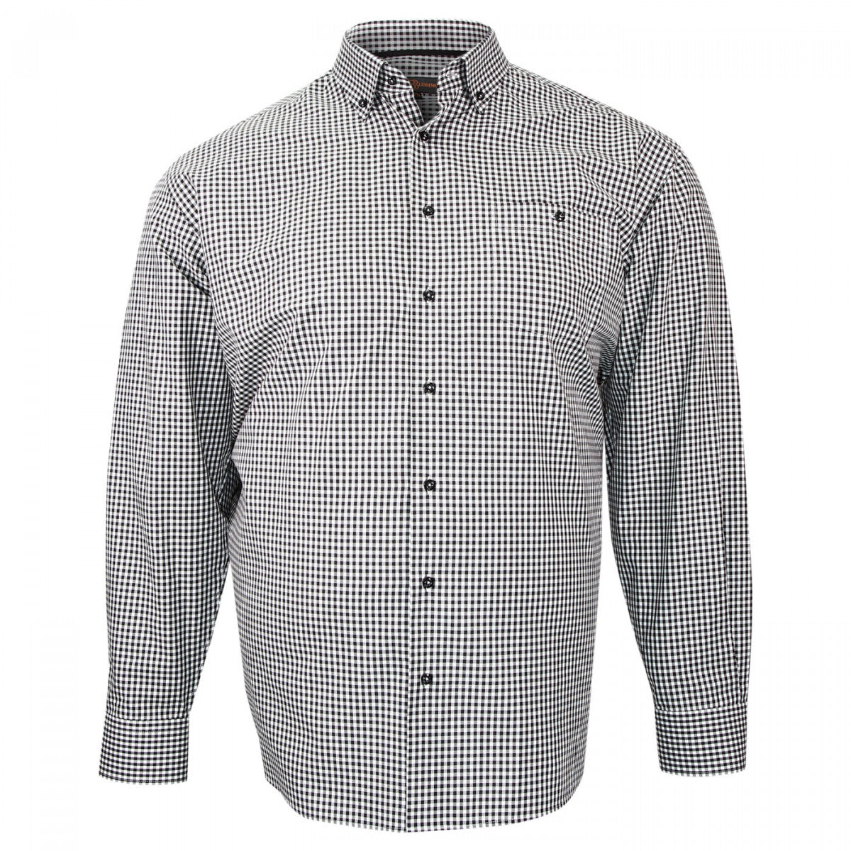 chemise repassage facile vichy-gt-c5db1 blanc noir