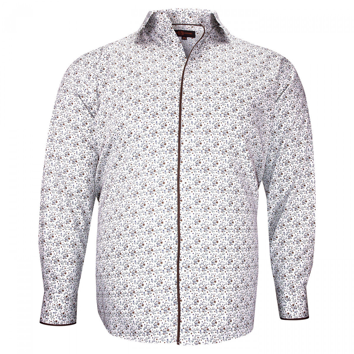 Chemise forte taille tissu imprimé FIOMAR AE4DB1 blanc marron