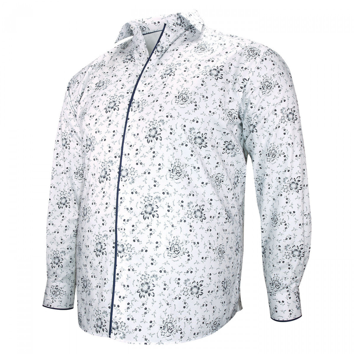 Chemise forte taille tissu imprimé FIORBLU AE3EB1 blanc