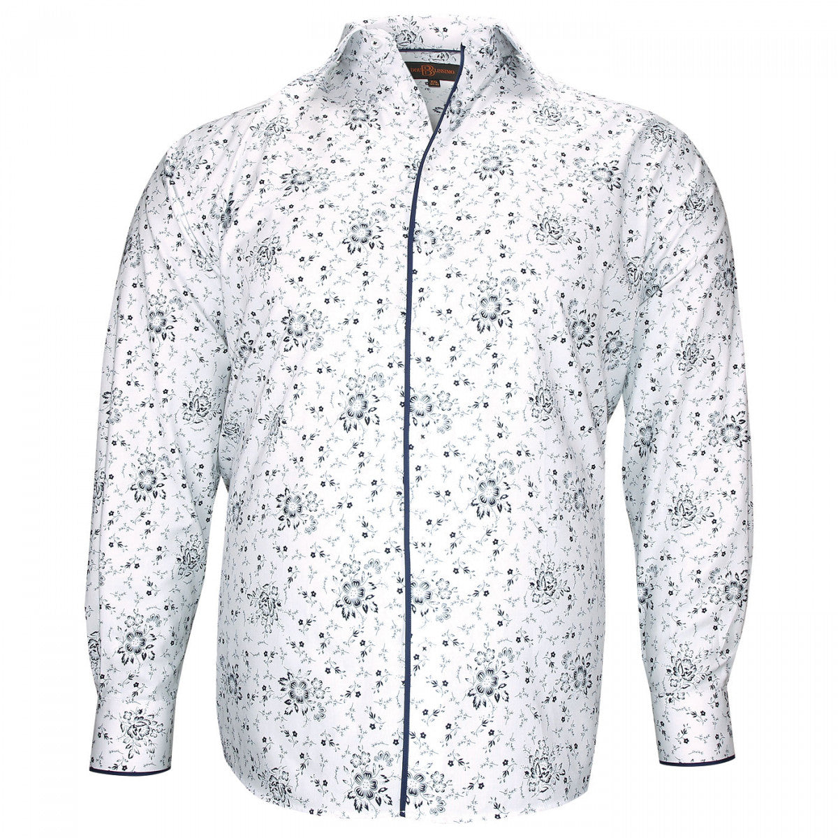 Chemise forte taille tissu imprimé FIORBLU AE3EB1 blanc