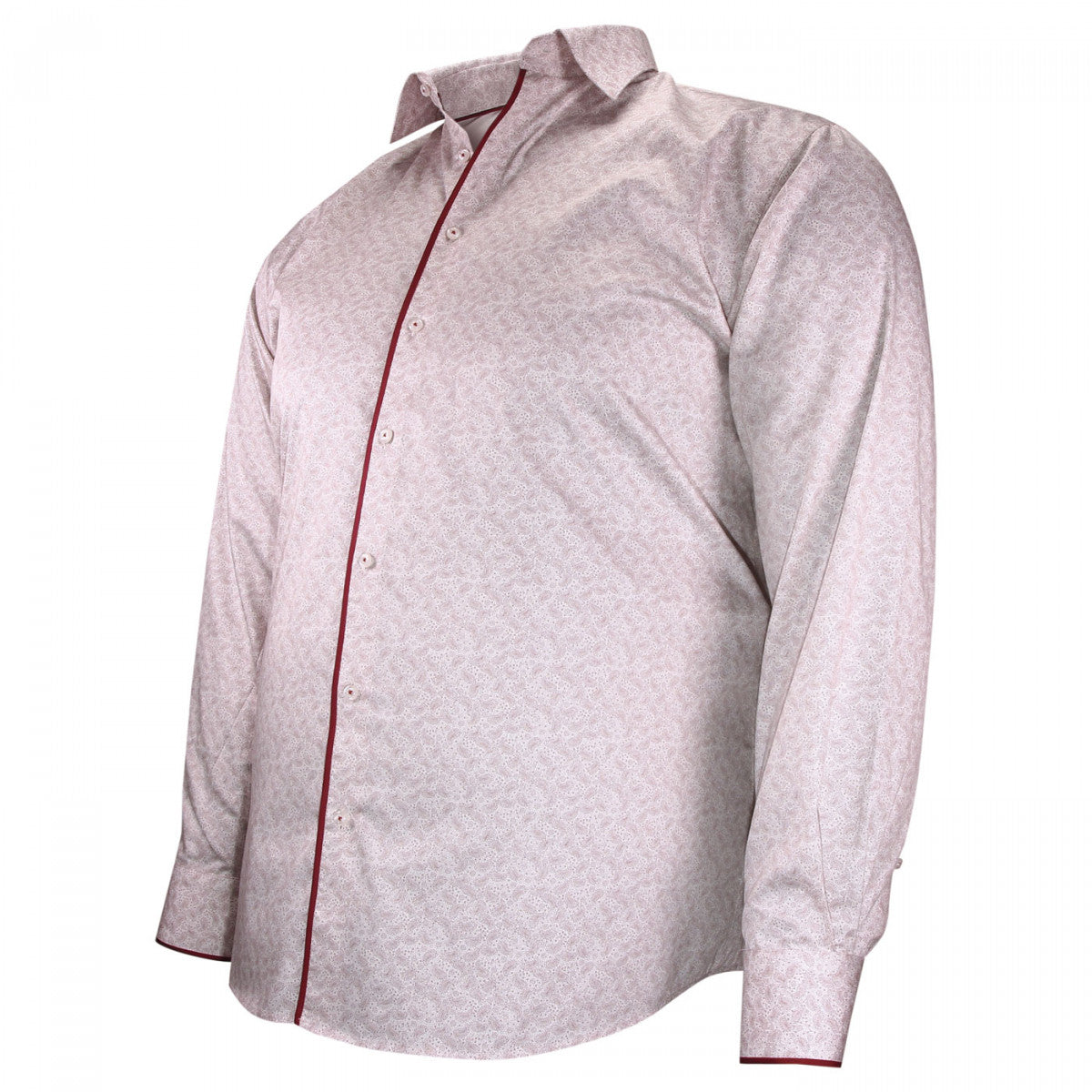 Chemise forte taille tissu imprimé PAISLO AE2DB1 blanc rouge