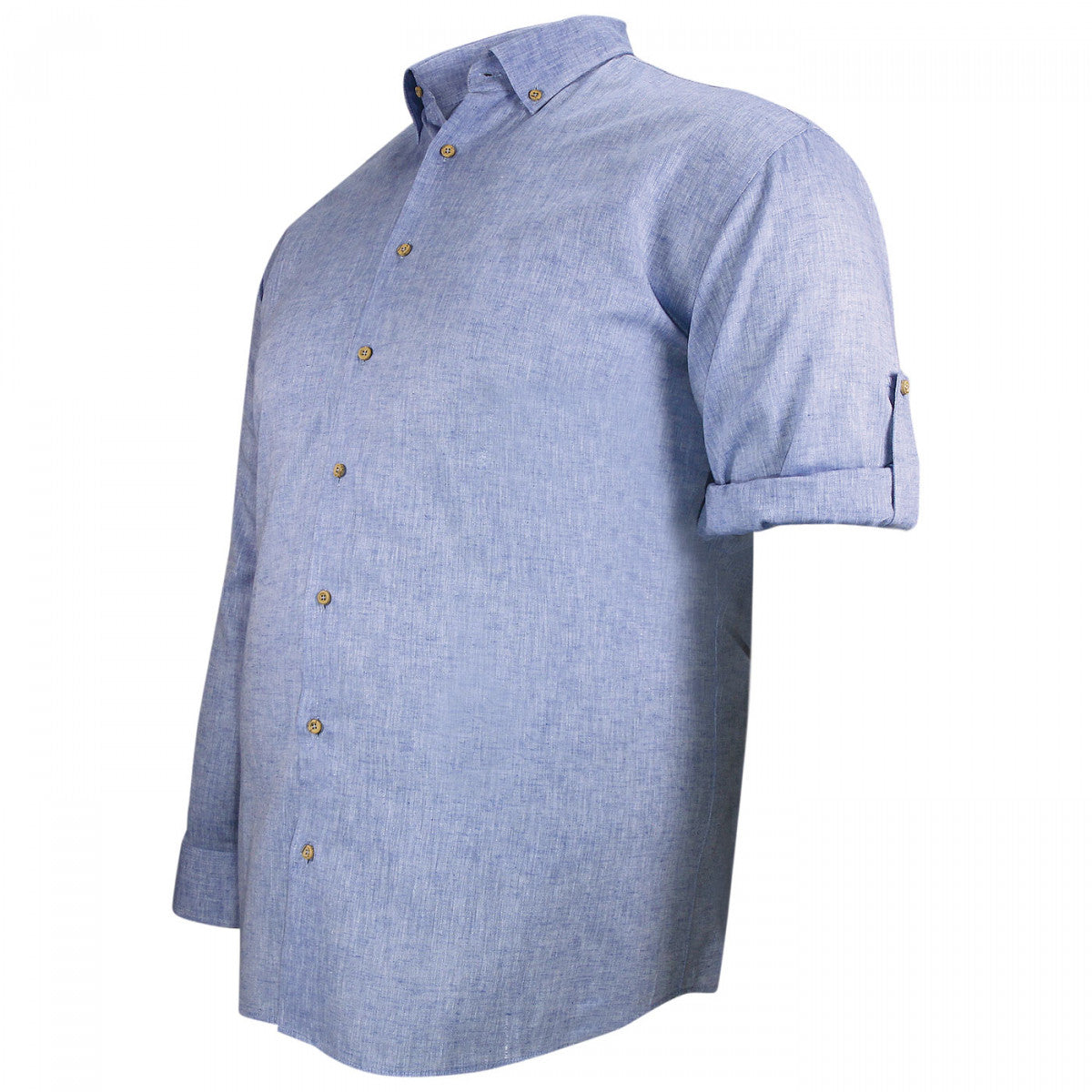 Chemise forte taille tissu lin et coton AD6DB5 bleu clair