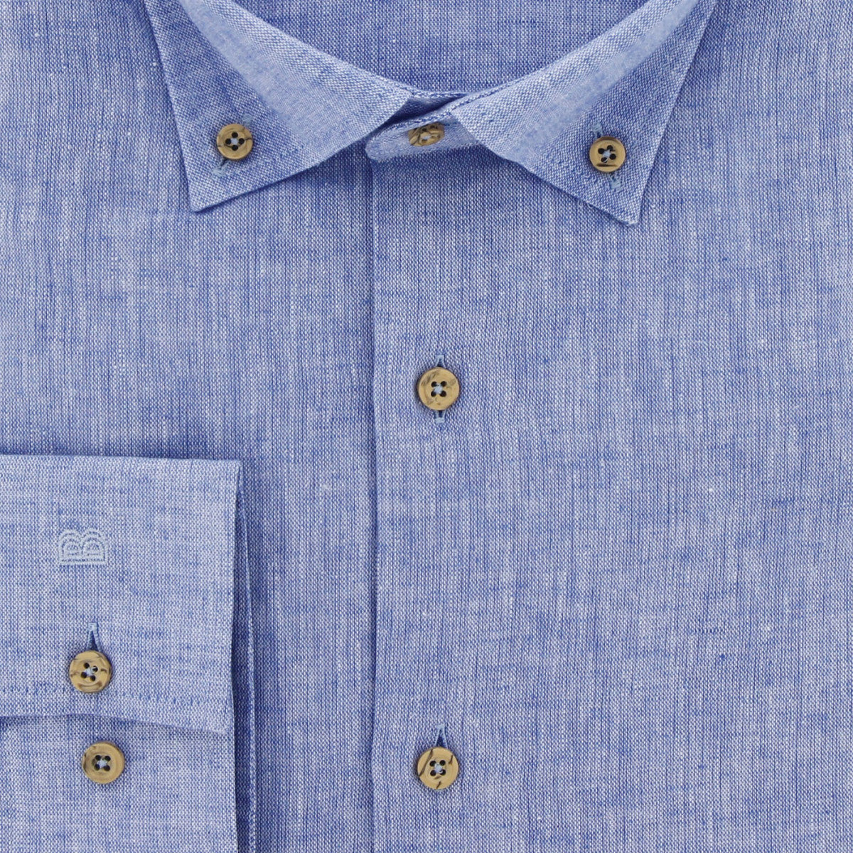 Chemise forte taille tissu lin et coton AD6DB5 bleu clair