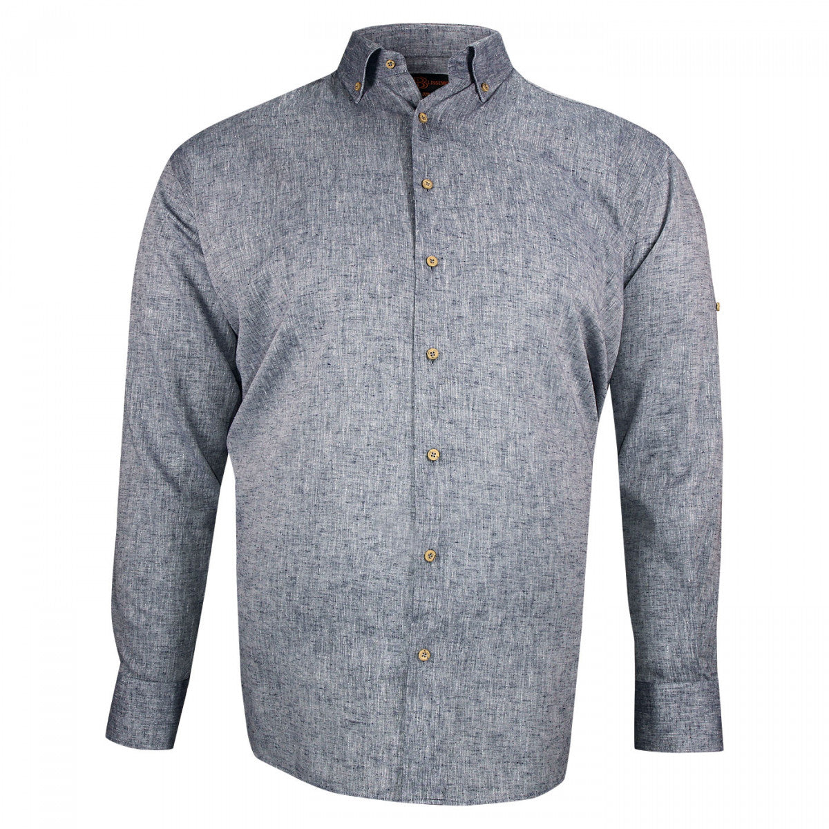 Chemise forte taille tissu lin et coton AD6DB2 bleu nuit