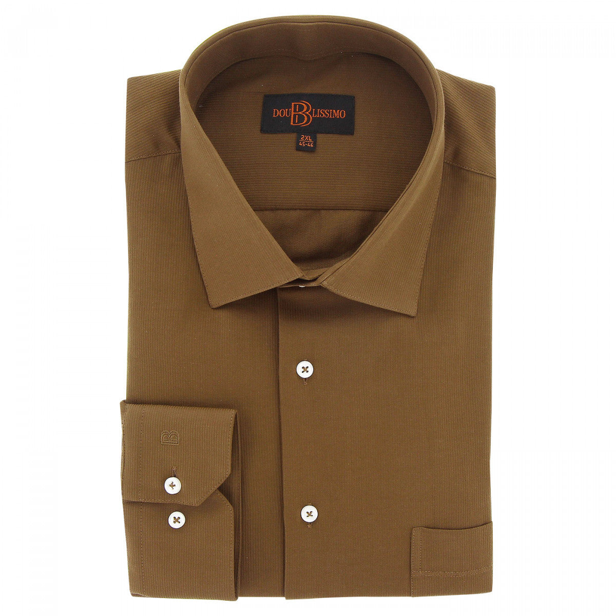 Chemise forte taille tissu premium à rayures AB7DB3 marron