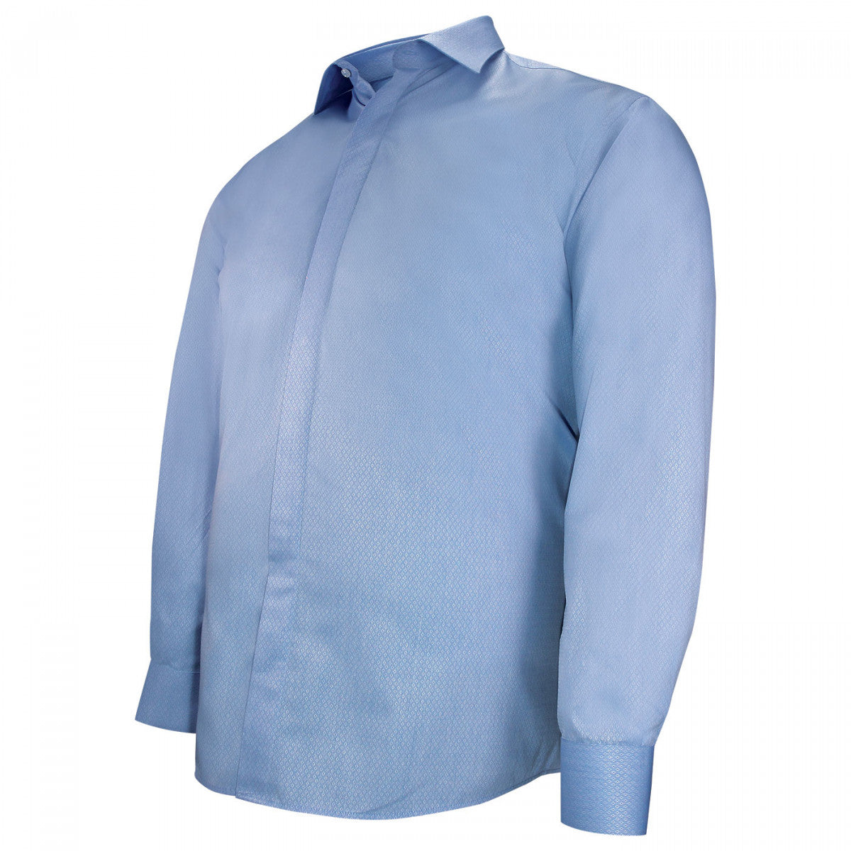 Chemise forte taille tissu texturé à gorge cachée DINOZZE AE11DB3 bleu