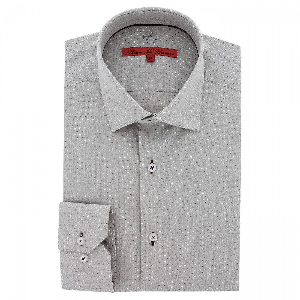 Chemise coupe droite micro-motifs brodés AE6AM1 gris