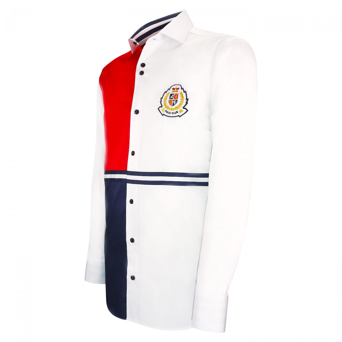 Chemise mode à broderies CLUBO-AA9EB1 blanc bleu rouge