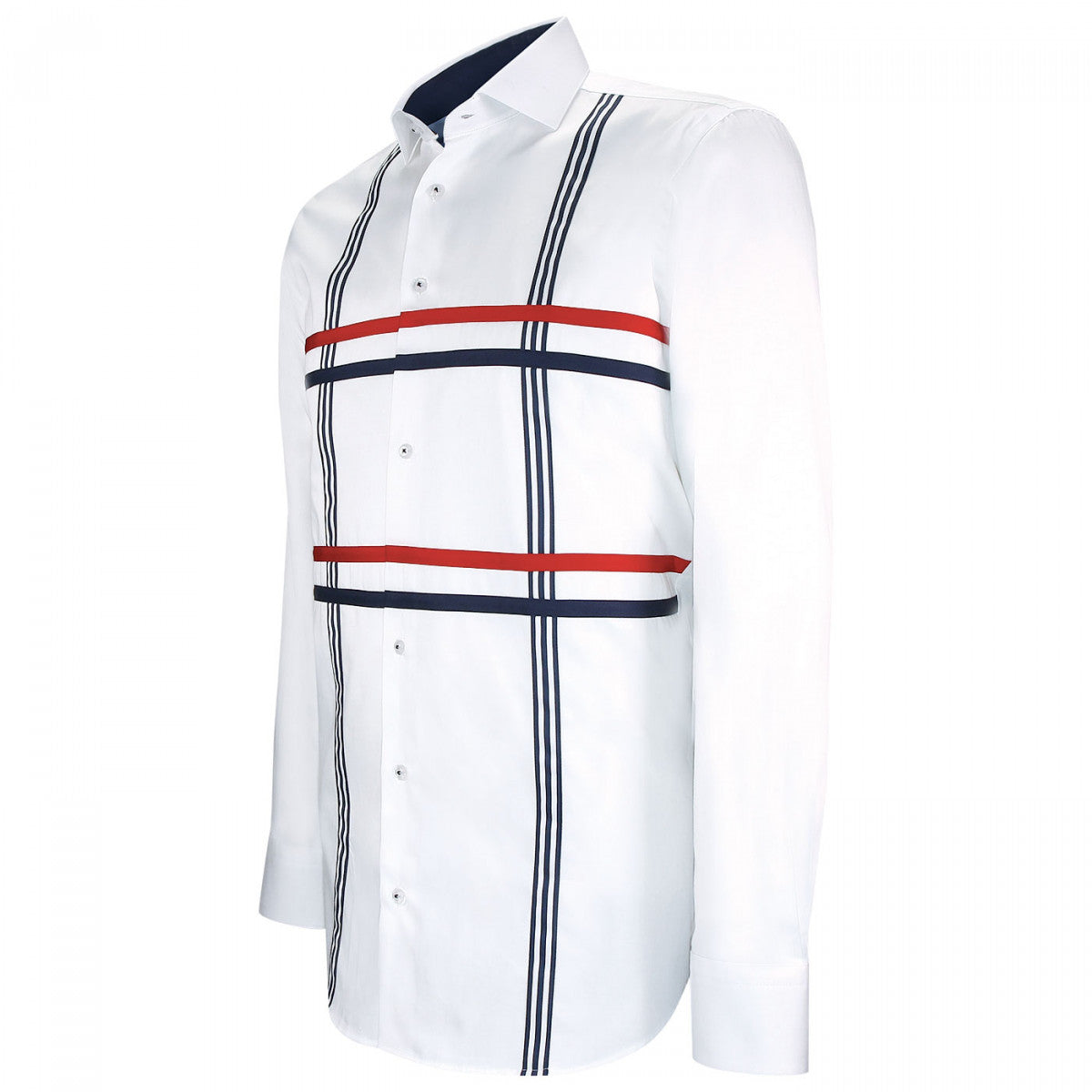 Chemise cintrée satin de coton FLAG-AA13AM1 blanc