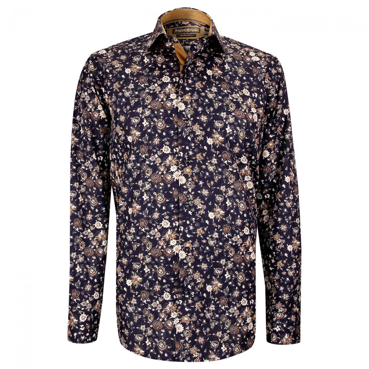 Chemise cintrée tissu imprimé FIORA-AA4EB3 bleu marine