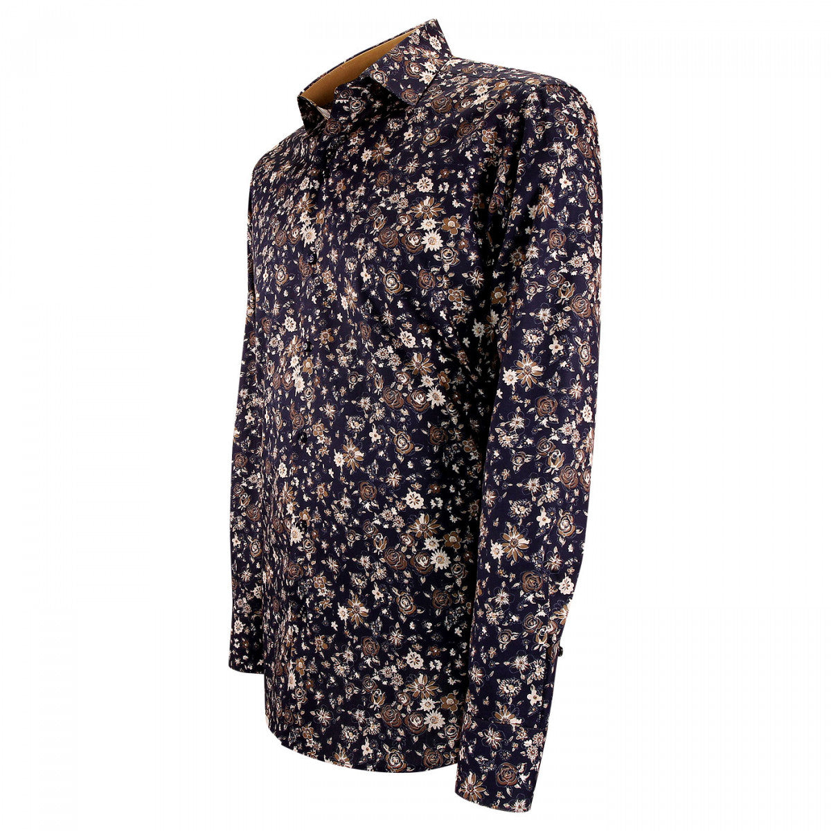 Chemise cintrée tissu imprimé FIORA-AA4EB3 bleu marine
