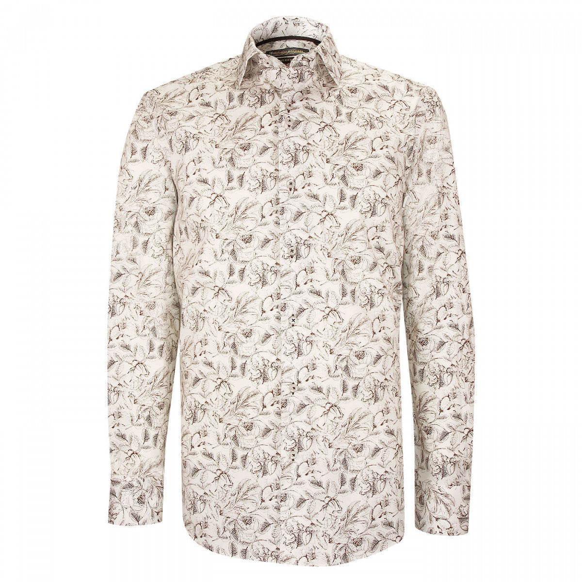 Chemise cintrée tissu imprimé FOGLIO-AA6EB1 blanc