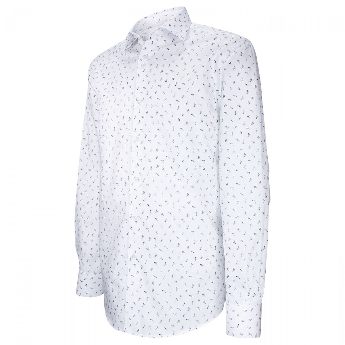 Chemise coupe droite tissu imprimé FANCARO AE5EB1 blanc bleu